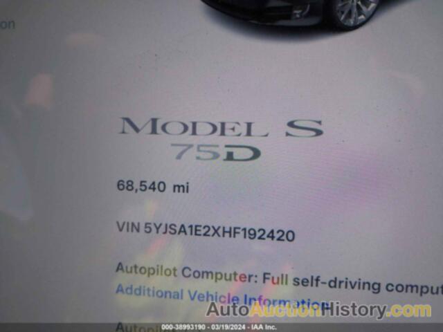 TESLA MODEL S 100D/60D/75D/90D/P100D, 5YJSA1E2XHF192420