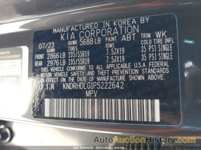 KIA SORENTO HYBRID EX, KNDRHDLG1P5222642