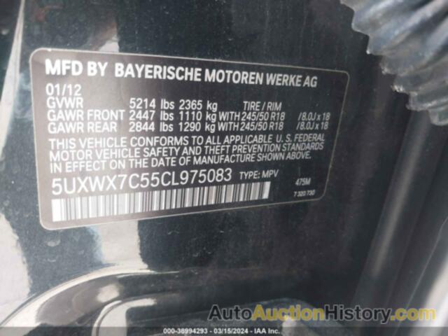 BMW X3 XDRIVE35I, 5UXWX7C55CL975083
