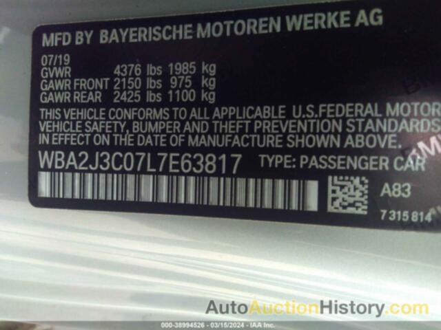 BMW 230I XDRIVE, WBA2J3C07L7E63817