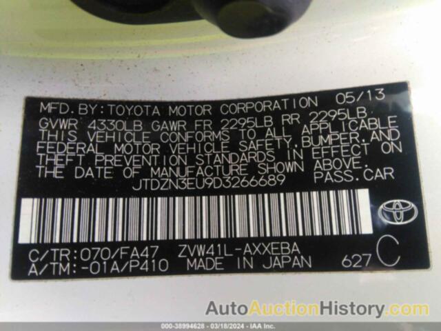 TOYOTA PRIUS V THREE, JTDZN3EU9D3266689