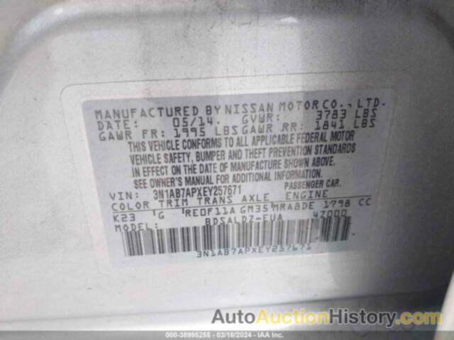 NISSAN SENTRA SV, 3N1AB7APXEY257671