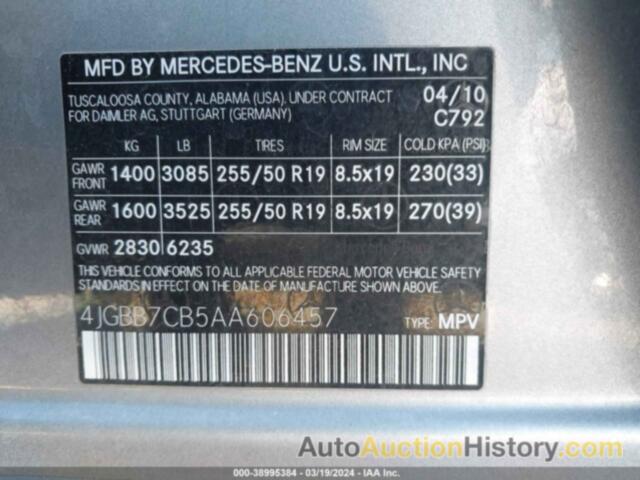 MERCEDES-BENZ ML 550 4MATIC, 4JGBB7CB5AA606457