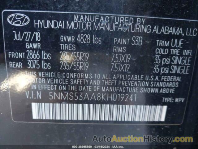 HYUNDAI SANTA FE LIMITED 2.0T, 5NMS53AA8KH019241