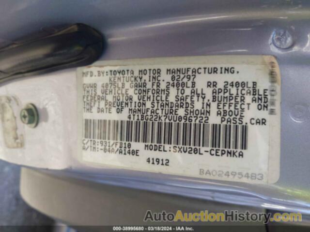 TOYOTA CAMRY LE, 4T1BG22K7VU096722