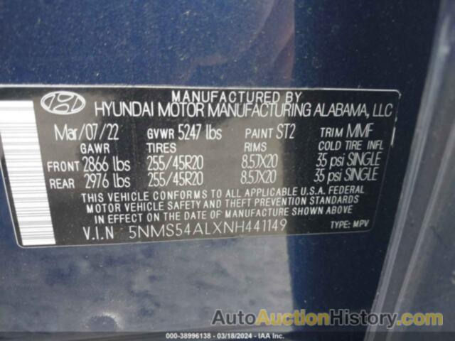 HYUNDAI SANTA FE CALLIGRAPHY, 5NMS54ALXNH441149