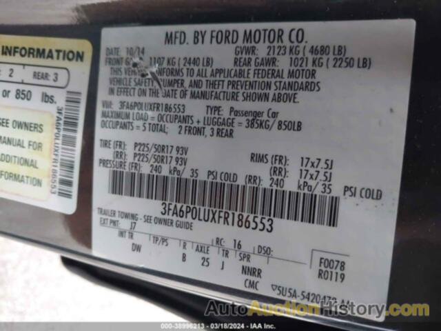 FORD FUSION HYBRID SE, 3FA6P0LUXFR186553