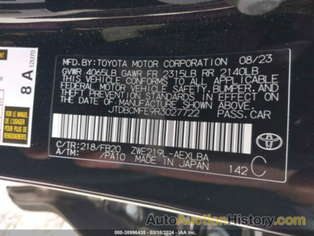 TOYOTA COROLLA HYBRID LE, JTDBCMFE9R3027722