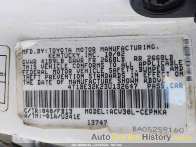TOYOTA CAMRY LE, 4T1BE32K23U132647