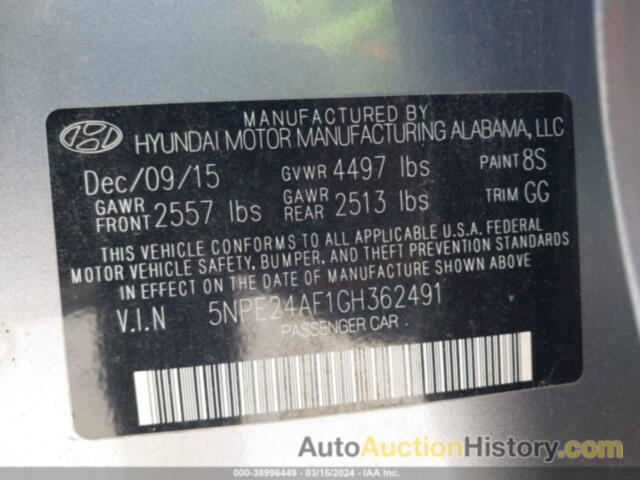 HYUNDAI SONATA SE, 5NPE24AF1GH362491