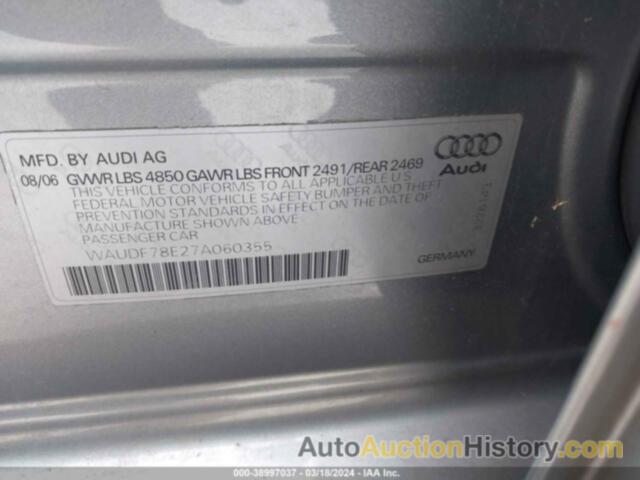 AUDI A4 2.0T, WAUDF78E27A060355