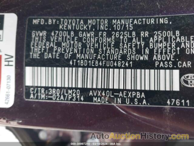 TOYOTA AVALON HYBRID LIMITED, 4T1BD1EB4FU048241