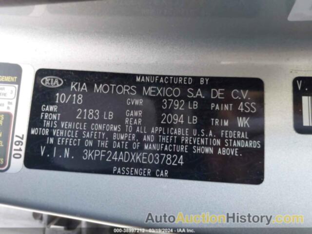 KIA FORTE FE/LX/LXS, 3KPF24ADXKE037824