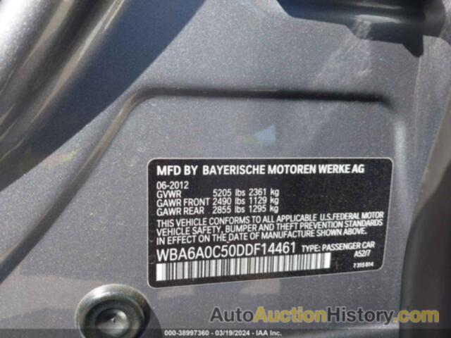 BMW 640I GRAN COUPE, WBA6A0C50DDF14461