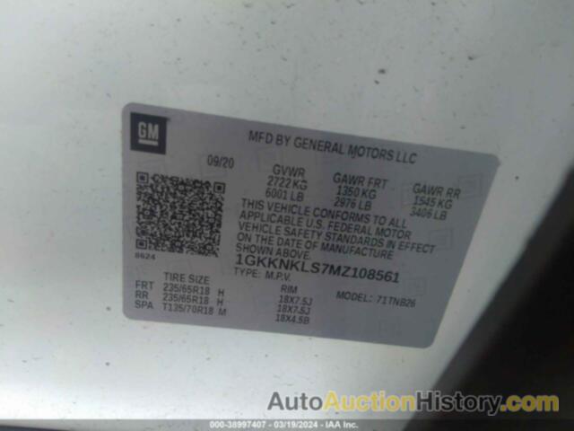 GMC ACADIA FWD SLE, 1GKKNKLS7MZ108561