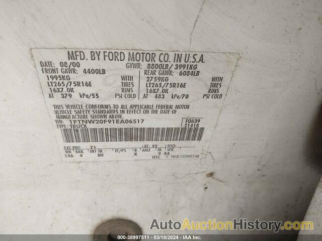 FORD F-250 LARIAT/XL/XLT, 1FTNW20F91EA06517