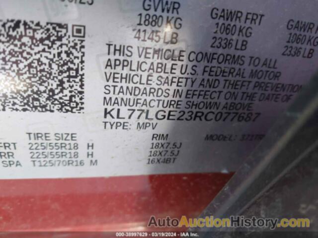 CHEVROLET TRAX FWD 1RS, KL77LGE23RC077687