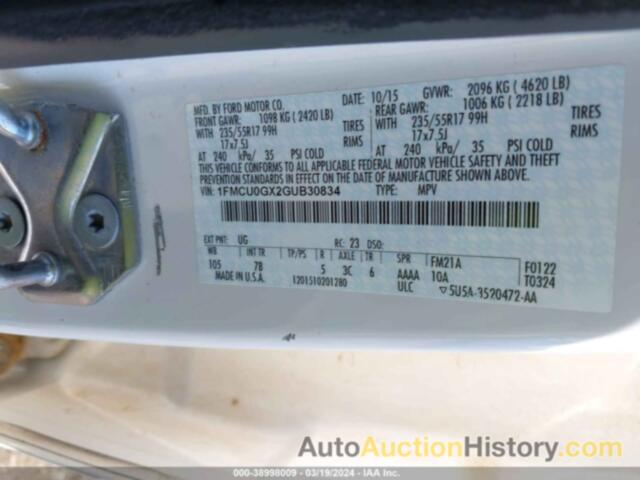 FORD ESCAPE SE, 1FMCU0GX2GUB30834