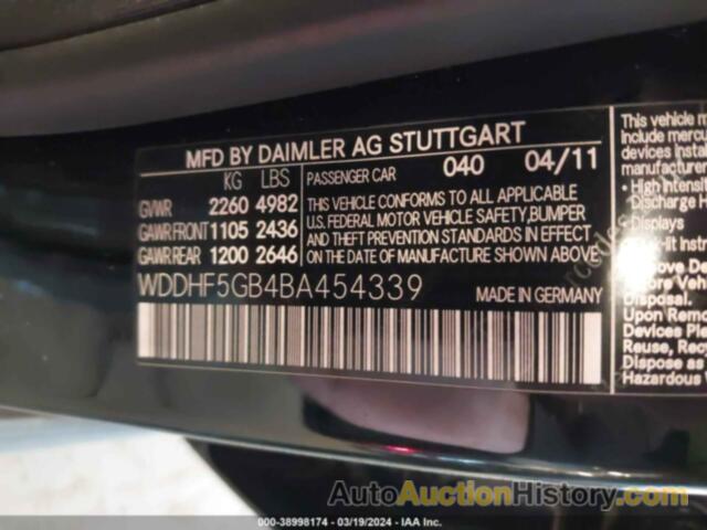 MERCEDES-BENZ E 350 E 350 SPORT, WDDHF5GB4BA454339