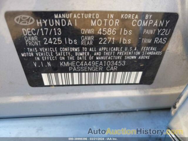 HYUNDAI SONATA HYBRID LIMITED, KMHEC4A49EA103453