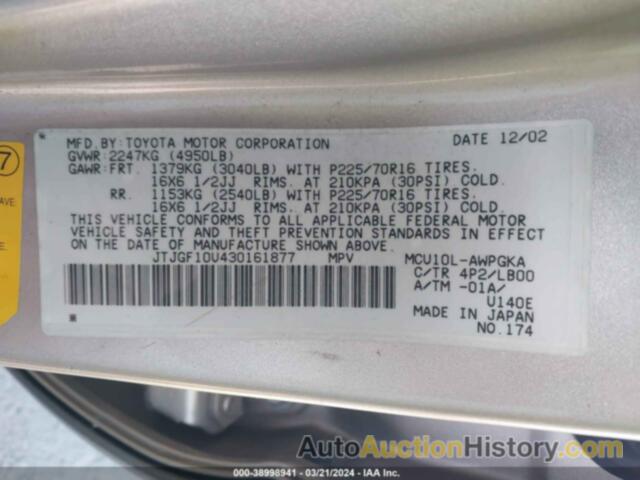 LEXUS RX 300 300, JTJGF10U430161877