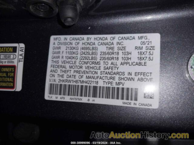 HONDA CR-V 2WD EX-L, 2HKRW1H87MH422118