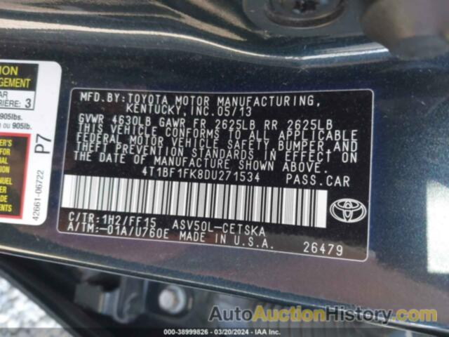 TOYOTA CAMRY SE, 4T1BF1FK8DU271534