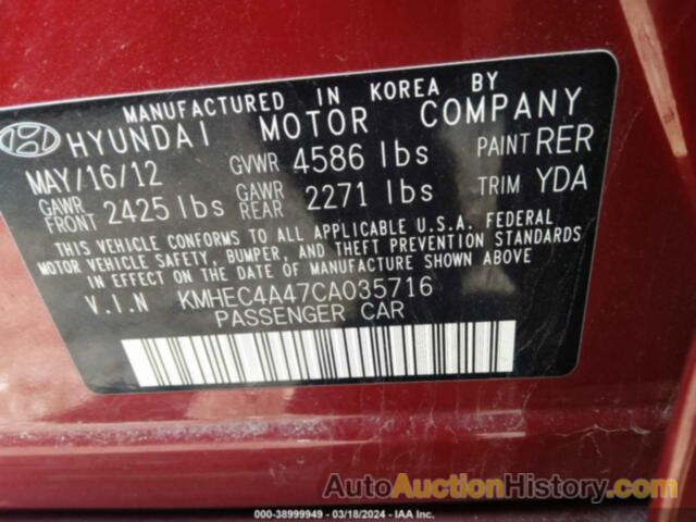 HYUNDAI SONATA HYBRID, KMHEC4A47CA035716