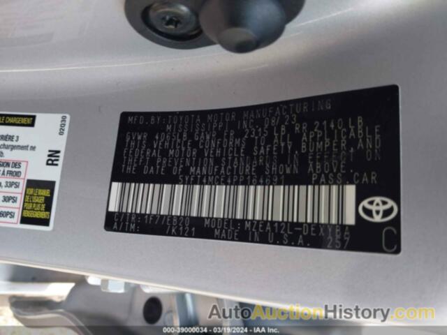 TOYOTA COROLLA XSE, 5YFT4MCE4PP164691