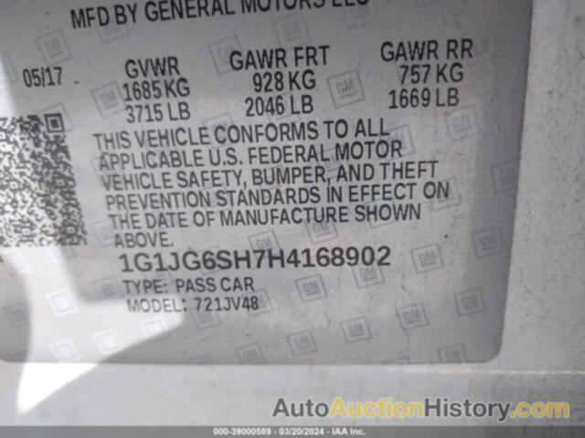 CHEVROLET SONIC LT AUTO, 1G1JG6SH7H4168902