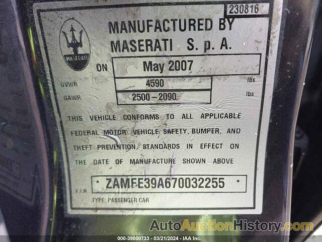 MASERATI QUATTROPORTE BASE AUTOMATIC/EXECUTIVE GT AUTOMATIC/SPORT GT AUTOMATIC, ZAMFE39A670032255