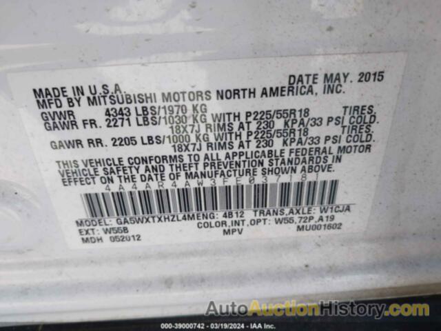 MITSUBISHI OUTLANDER SPORT GT, 4A4AR4AW3FE037181