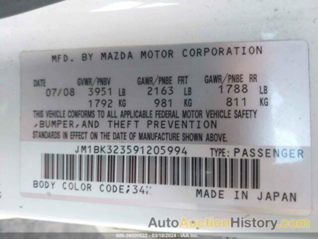 MAZDA MAZDA3 S TOURING, JM1BK323591205994