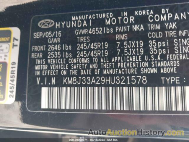 HYUNDAI TUCSON LIMITED, KM8J33A29HU321578