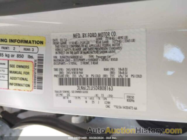 LINCOLN MKZ HYBRID, 3LN6L2LU5DR808163