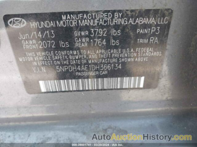 HYUNDAI ELANTRA GLS, 5NPDH4AE1DH366134