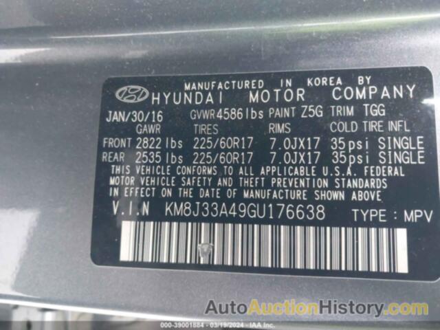 HYUNDAI TUCSON SE, KM8J33A49GU176638