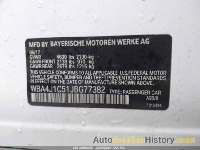 BMW 430I GRAN COUPE, WBA4J1C51JBG77382