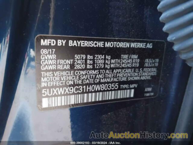 BMW X3 XDRIVE28I, 5UXWX9C31H0W80355