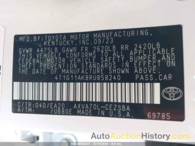 TOYOTA CAMRY SE NIGHT SHADE/SE, 4T1G11AK8RU858240