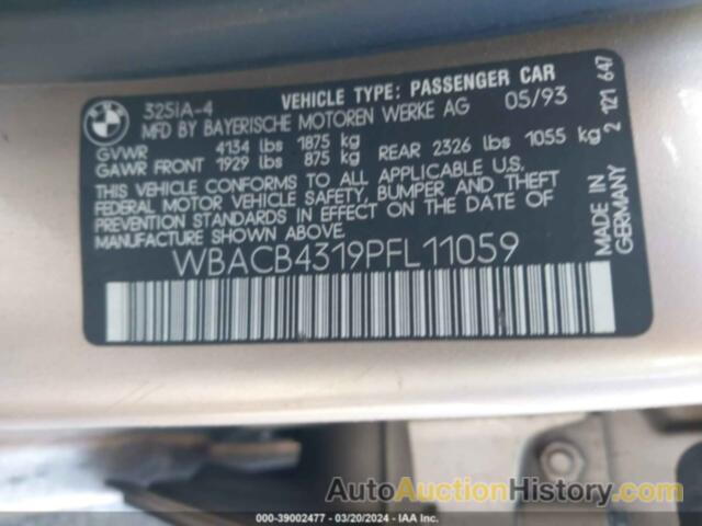 BMW 325 I AUTOMATIC, WBACB4319PFL11059