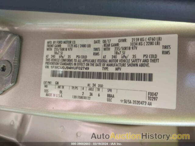 FORD ESCAPE TITANIUM, 1FMCU0J94HUF02749