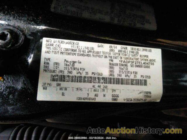 FORD FOCUS SE, 1FADP3F27EL404755