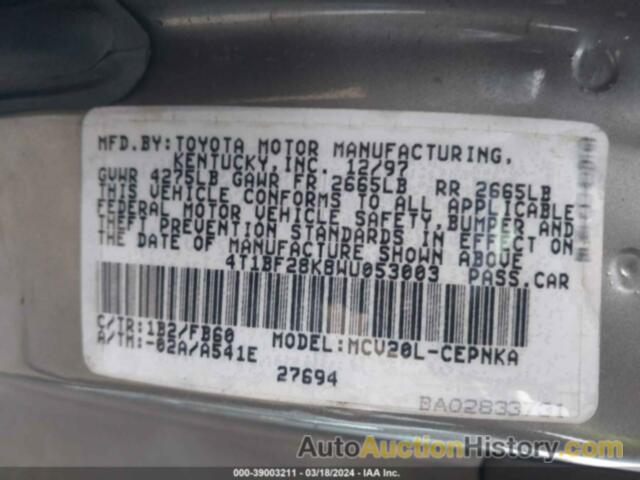 TOYOTA CAMRY LE V6, 4T1BF28K8WU053003