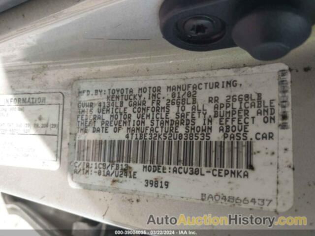 TOYOTA CAMRY LE, 4T1BE32K52U038535