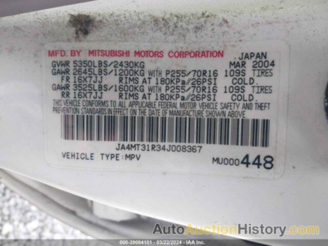 MITSUBISHI MONTERO SPORT XLS, JA4MT31R34J008367