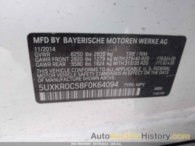BMW X5 XDRIVE35I, 5UXKR0C58F0K64094