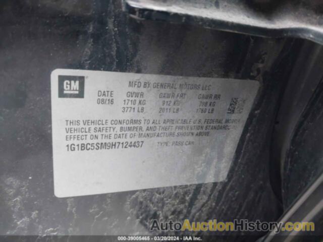 CHEVROLET CRUZE LS AUTO, 1G1BC5SM9H7124437