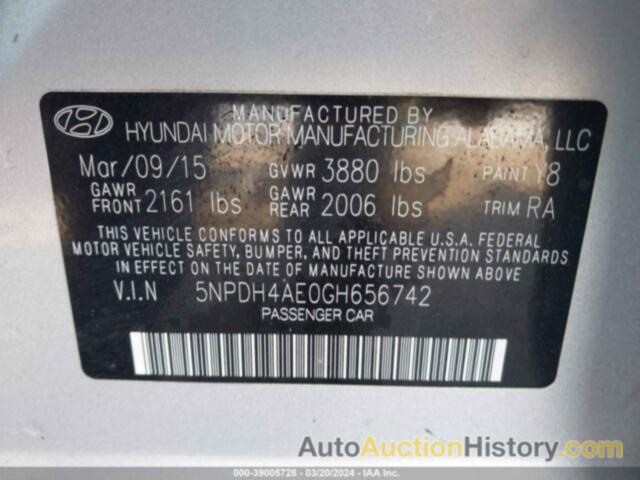 HYUNDAI ELANTRA SE, 5NPDH4AE0GH656742