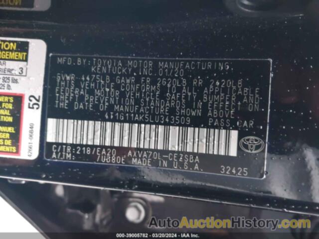 TOYOTA CAMRY SE, 4T1G11AK5LU343509